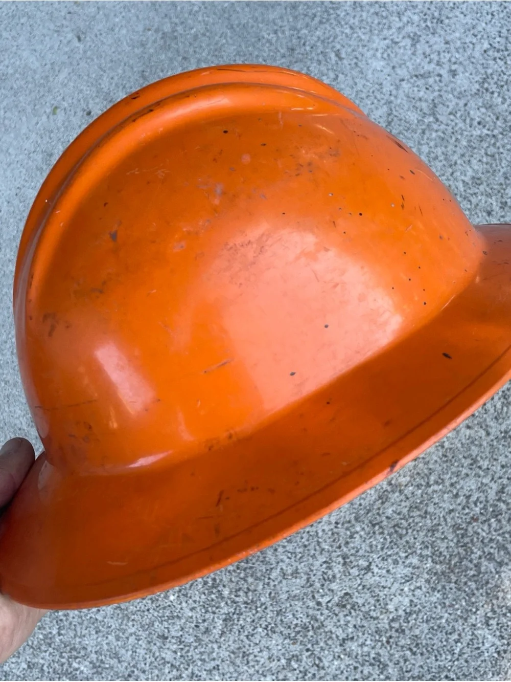 Vintage E.D. BULLARD Orange Fiberglass Hard Boiled Full Brim Hard Hat - PAC BELL